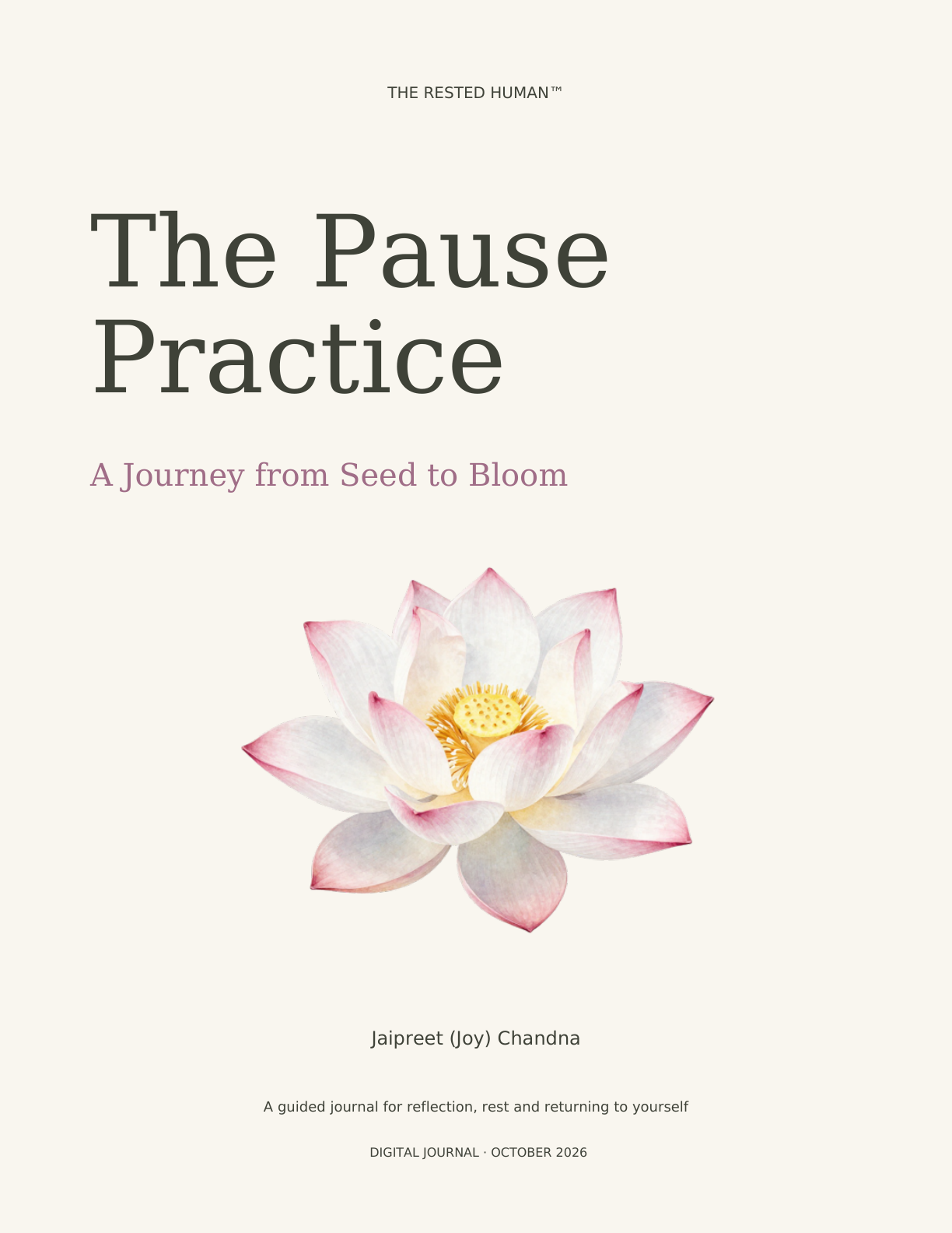 The Pause Practice: A Journey from Seed to Bloom digital journal cover